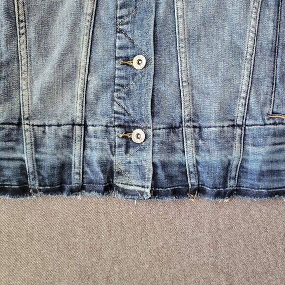 Vince Camuto M Blue Denim Trucker Jacket Raw Hem 801 - Picture 4 of 9